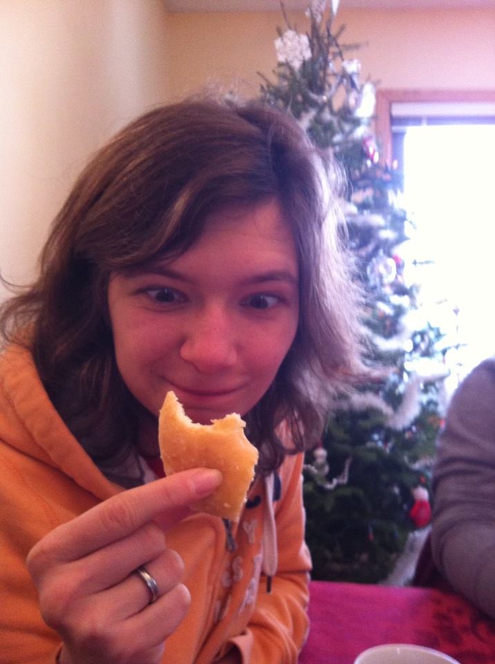 Katya eating donuts for the first time